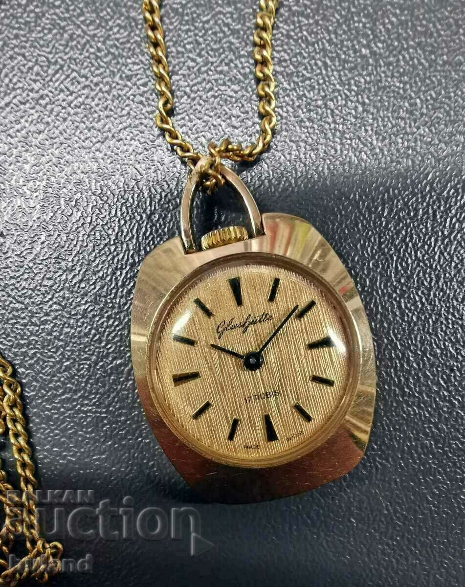 Auction Glashutte Medallion Women's Watch Gilded Plating Auction Glashutte Medallion Women's Watch Gilded Plating