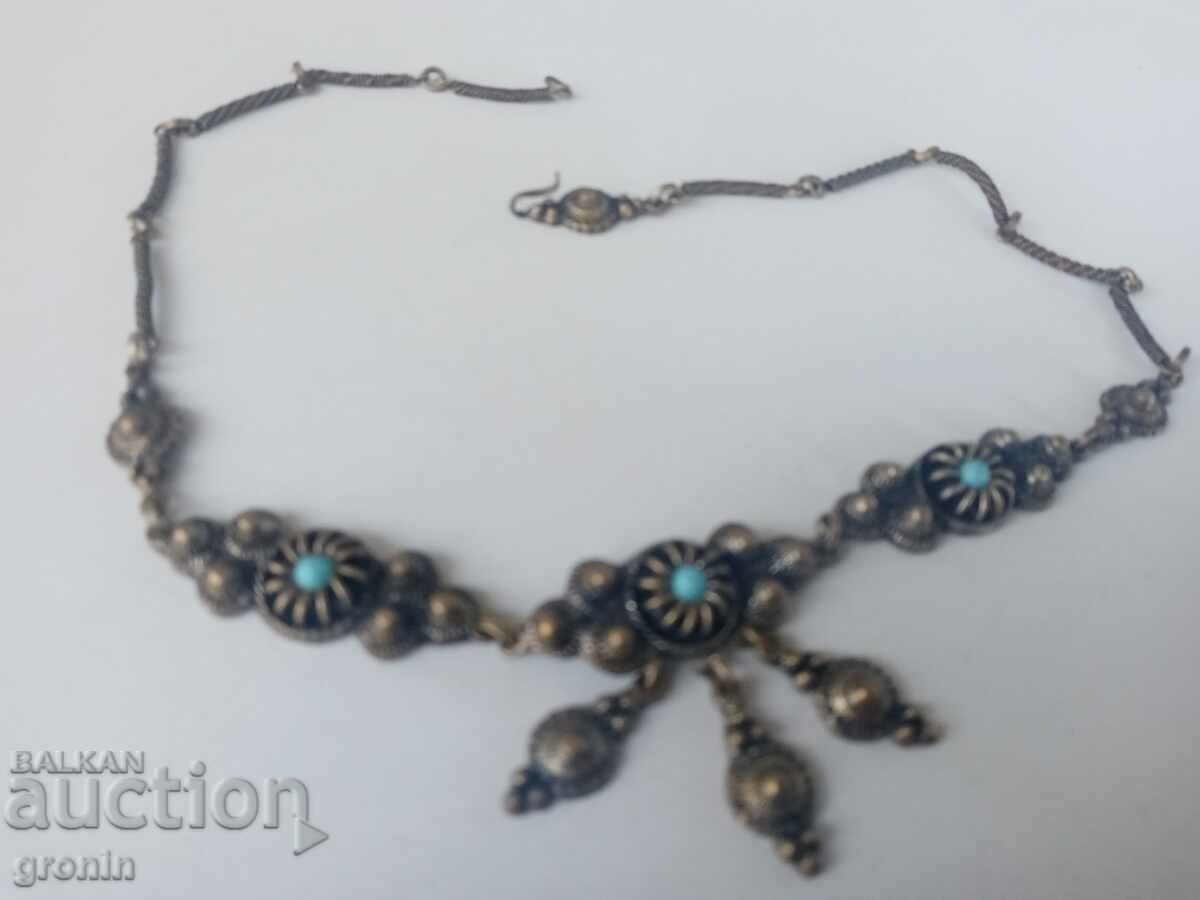 Bijuterii vechi, sachan, bronz, colier, placat cu argint, colier, costume - 5
