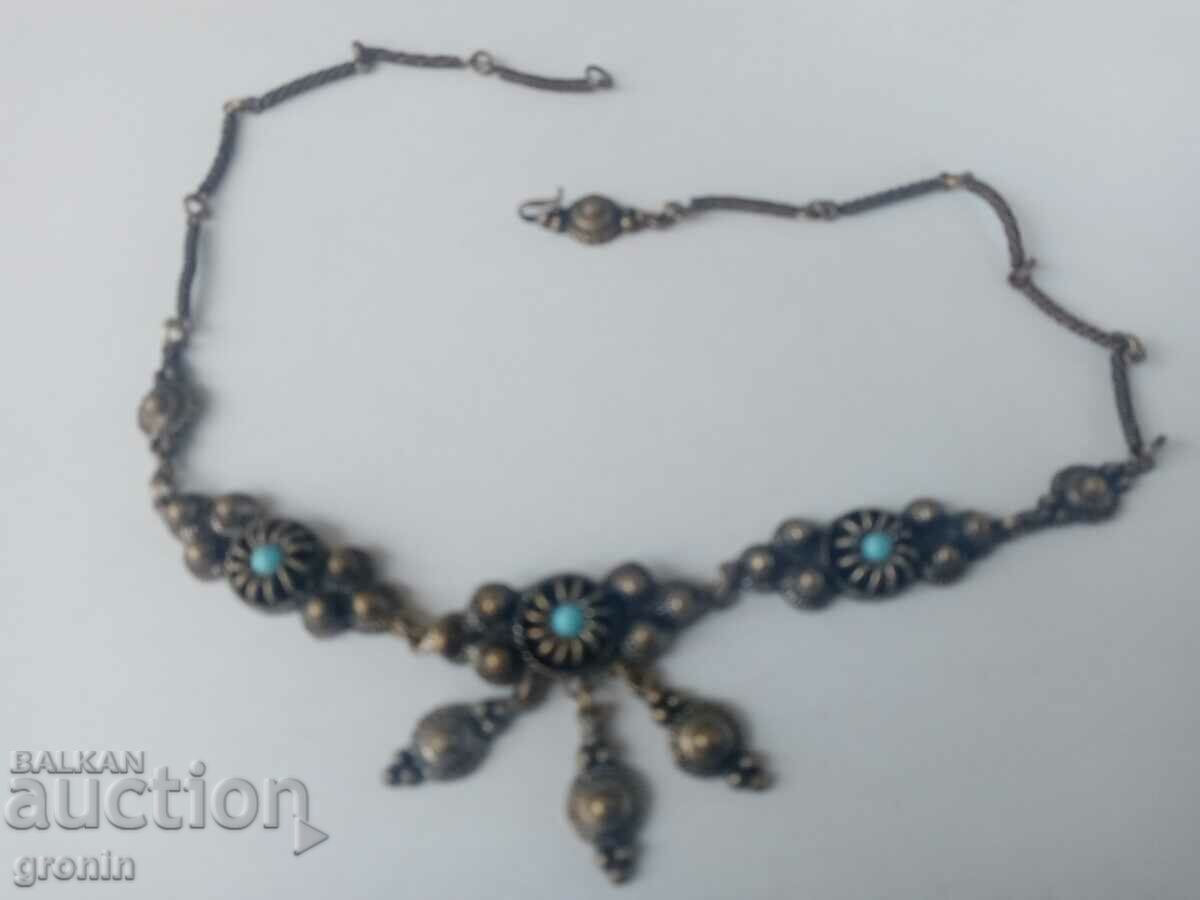 Bijuterii vechi, sachan, bronz, colier, placat cu argint, colier, costume - 6