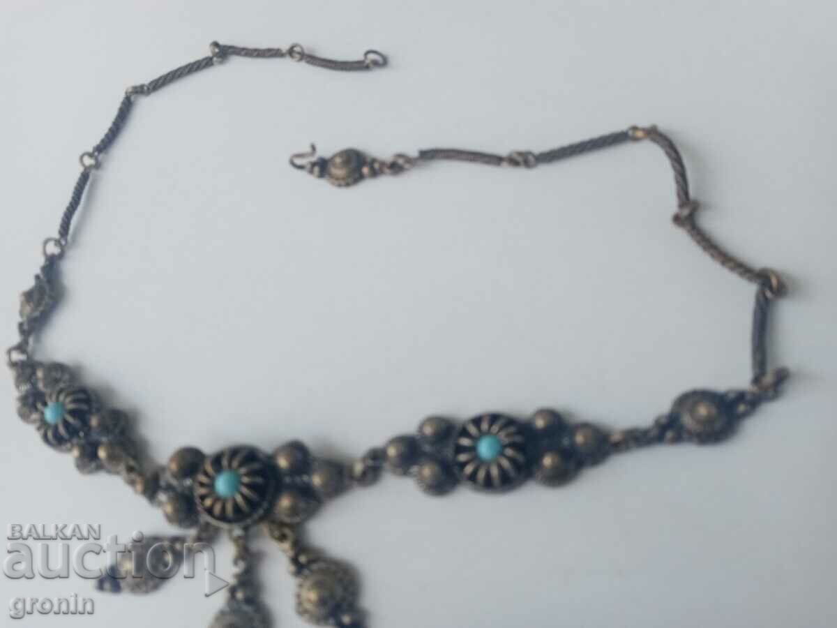 Bijuterii vechi, sachan, bronz, colier, placat cu argint, colier, costume - 7