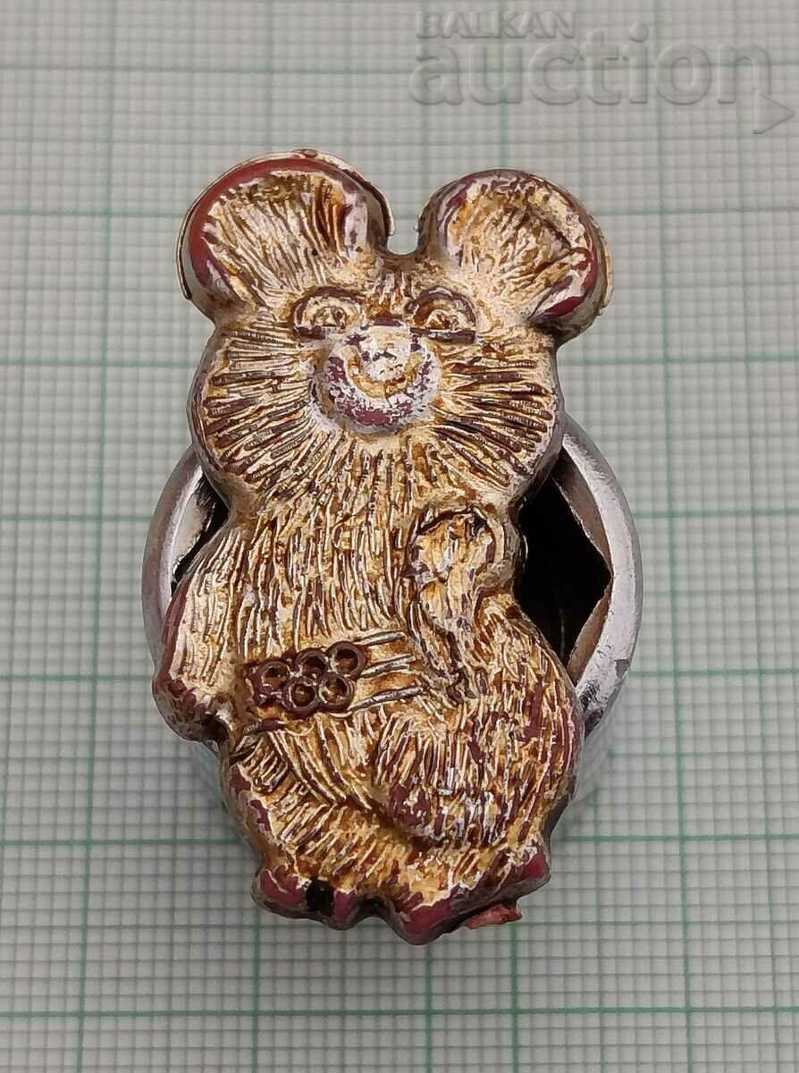 OLYMPICS MOSCOW 1980 THE BEAR MICE USSR BADGE