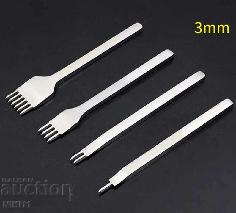 Δημοπρασία 4 τεμάχια Sarashki πιρούνια 3mm εργαλείο επεξεργασίας δέρματος Δημοπρασία 4 τεμάχια Sarashki πιρούνια 3mm εργαλείο επεξεργασίας δέρματος