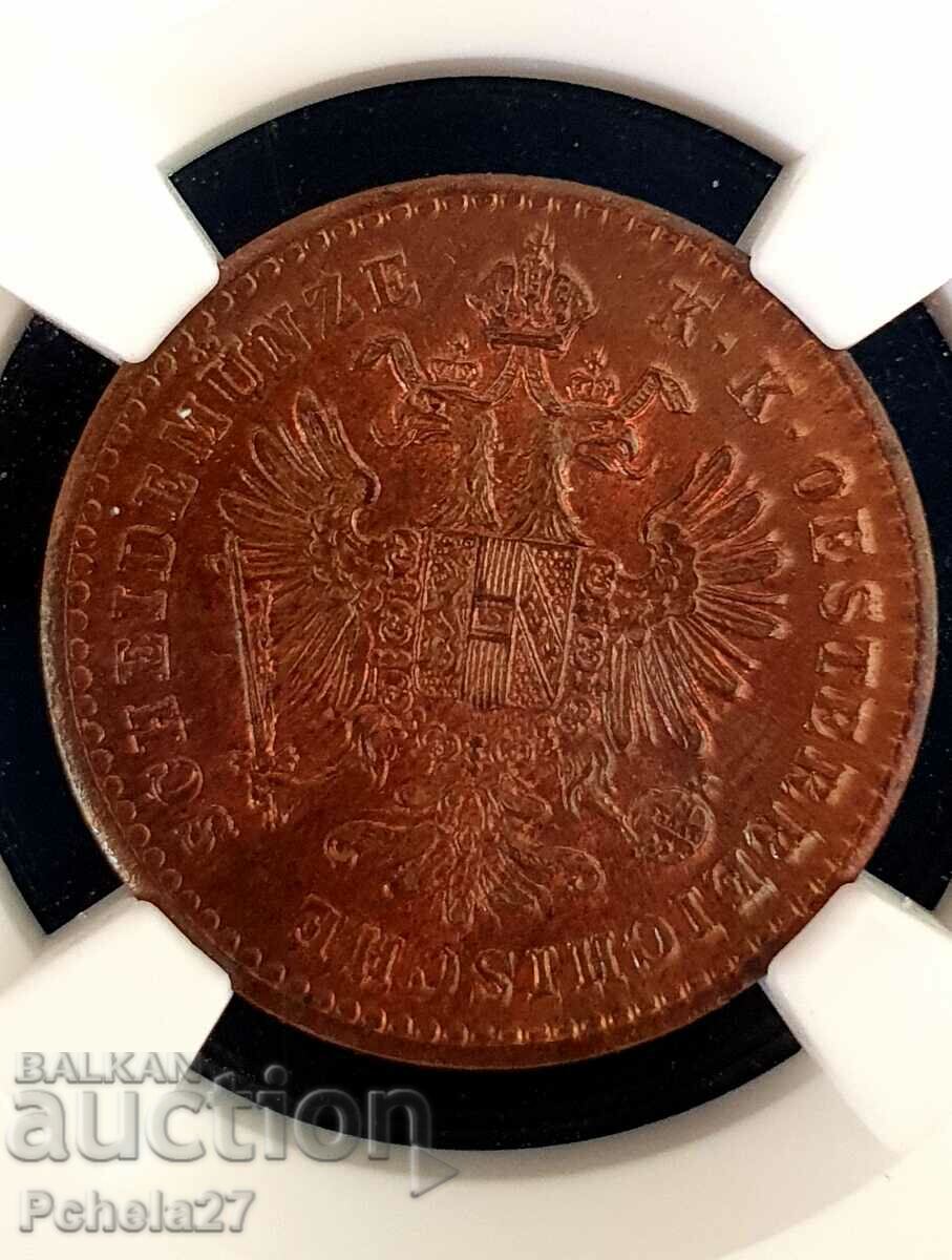 1 кройцер 1881г.  MS65RB