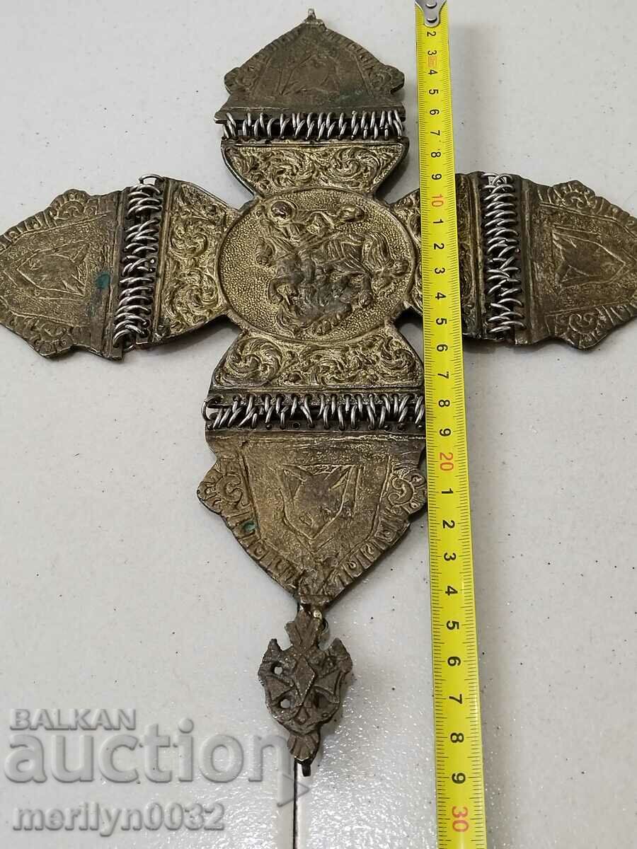 Αναγεννησιακός τελετουργικός χάλκινος σταυρός από λάβαρο Αγ. Γεωργίου - 5 Αναγεννησιακός τελετουργικός χάλκινος σταυρός από λάβαρο Αγ. Γεωργίου - 5