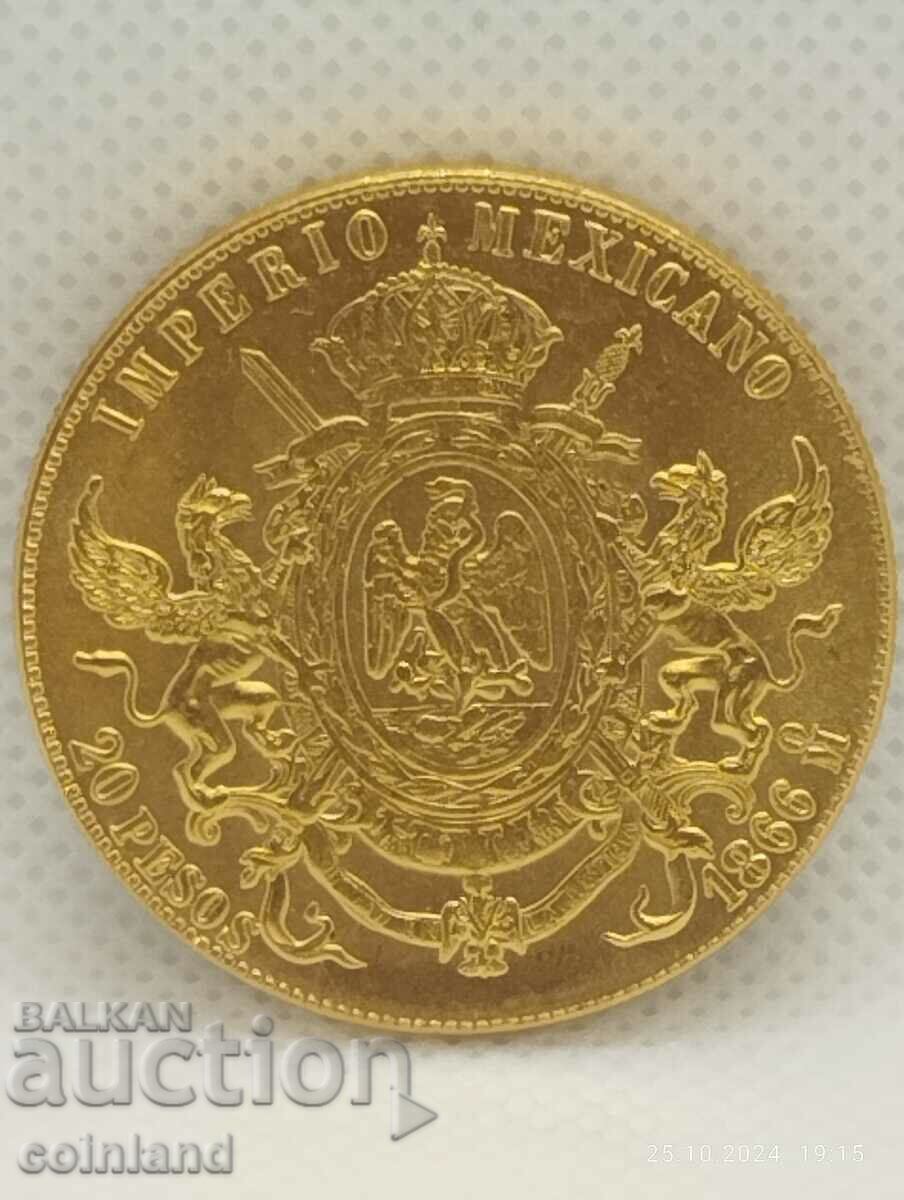 20 PESOS 1866 - REPLICA REPRODUCTION