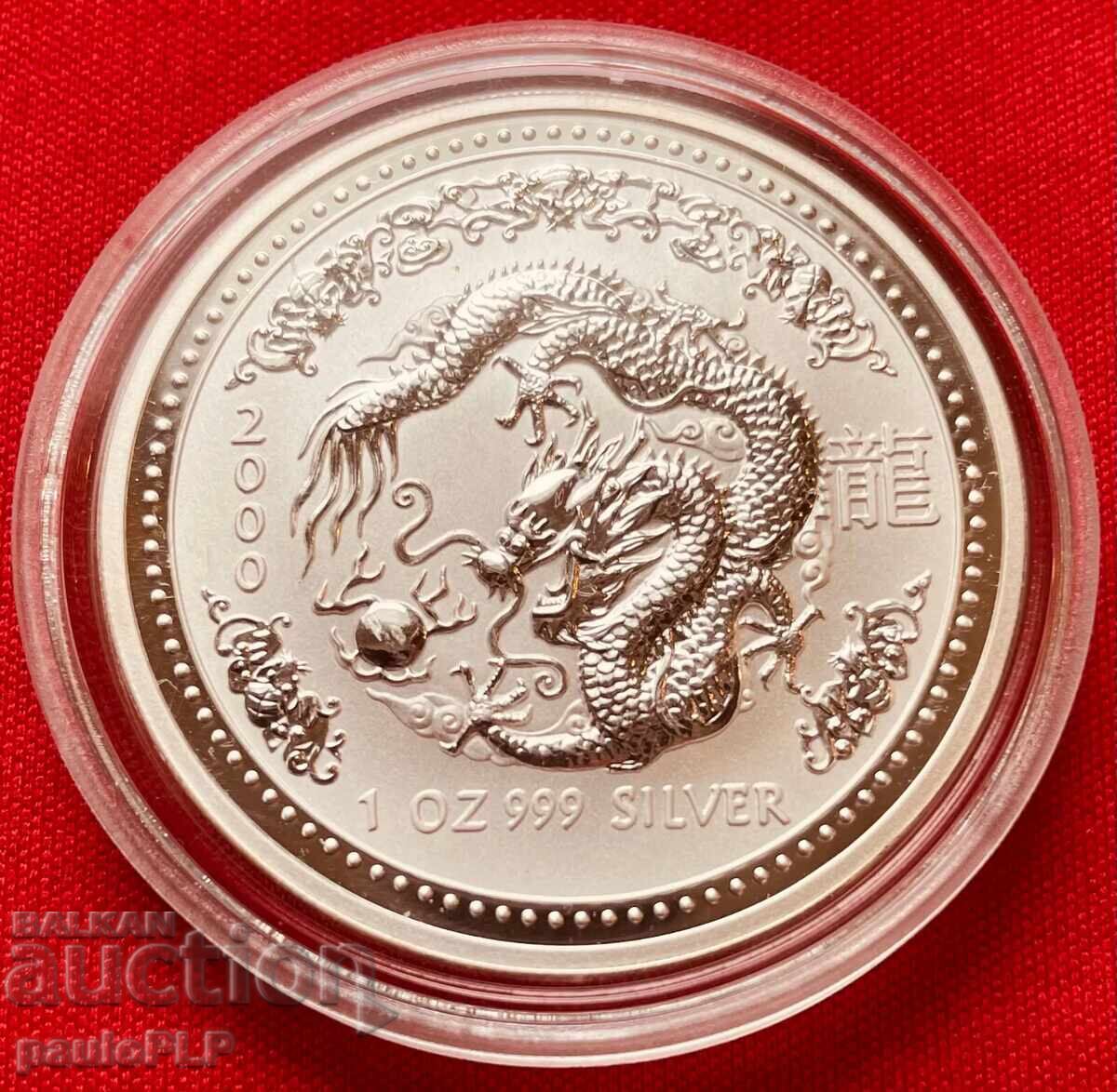 1 oz SILVER 2000 - LUNAR 1 - AUSTRALIA - DRAGON - UNC