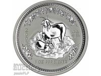 1 oz  СРЕБРО 2003год.- ЛУНАР 1- АВСТРАЛИЯ- КОЗА-UNC