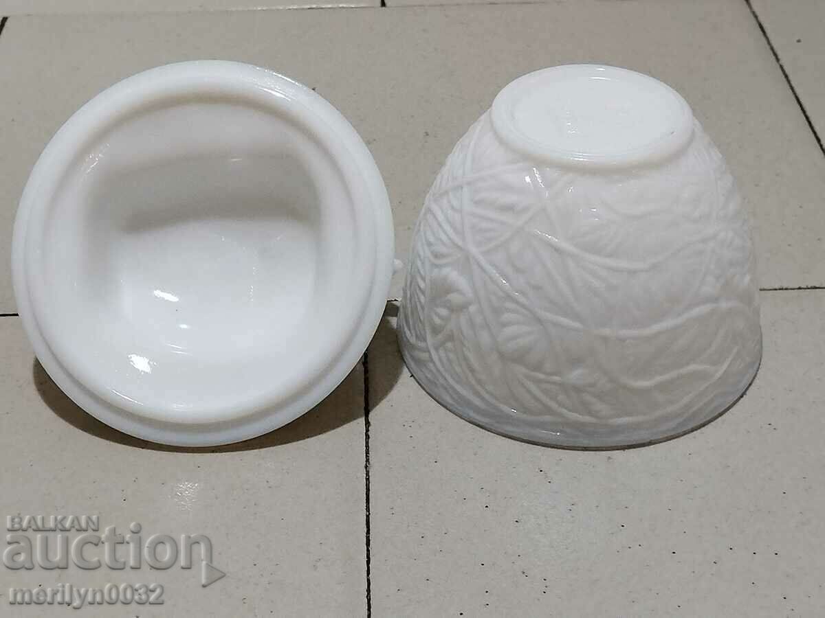 Old Art Deco white glass pomade cream jar - 5 Old Art Deco white glass pomade cream jar - 5