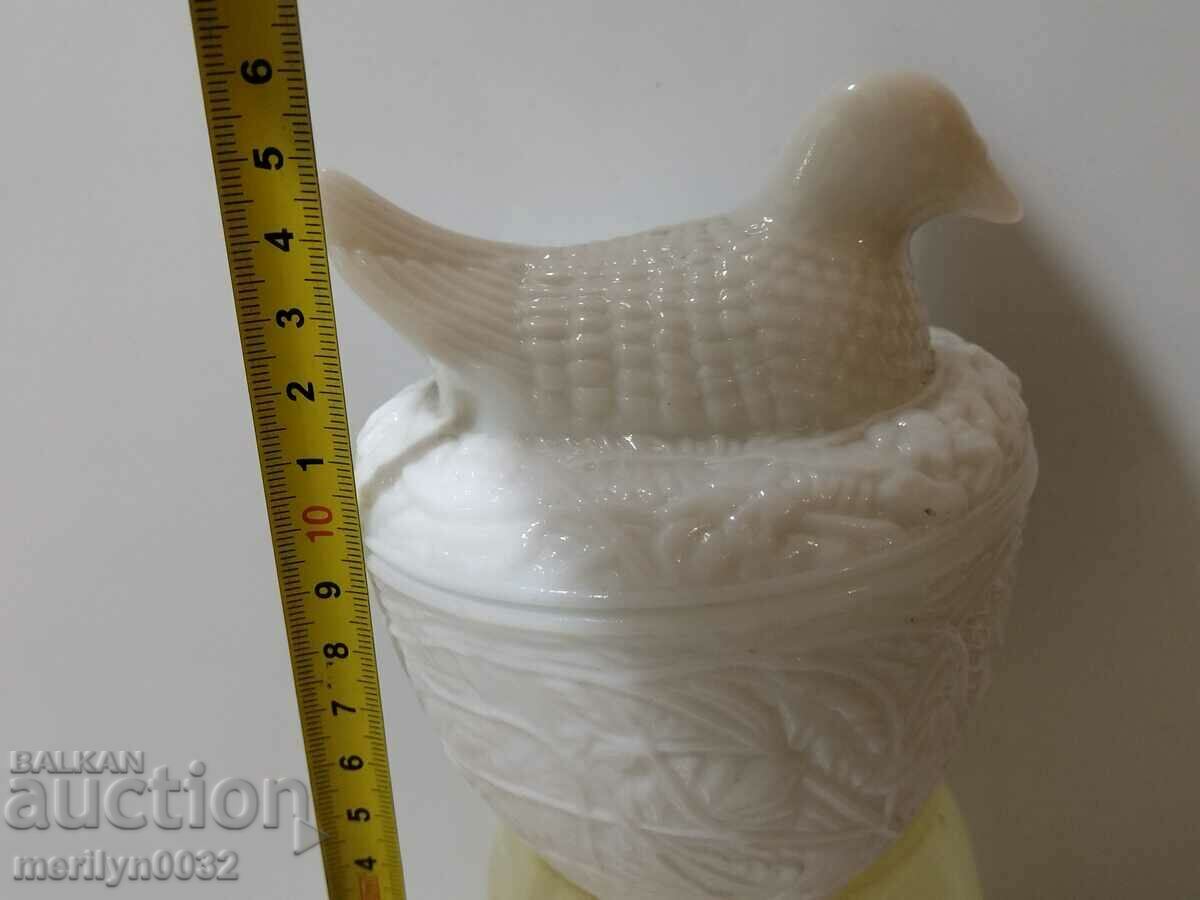 Old Art Deco white glass pomade cream jar - 7 Old Art Deco white glass pomade cream jar - 7