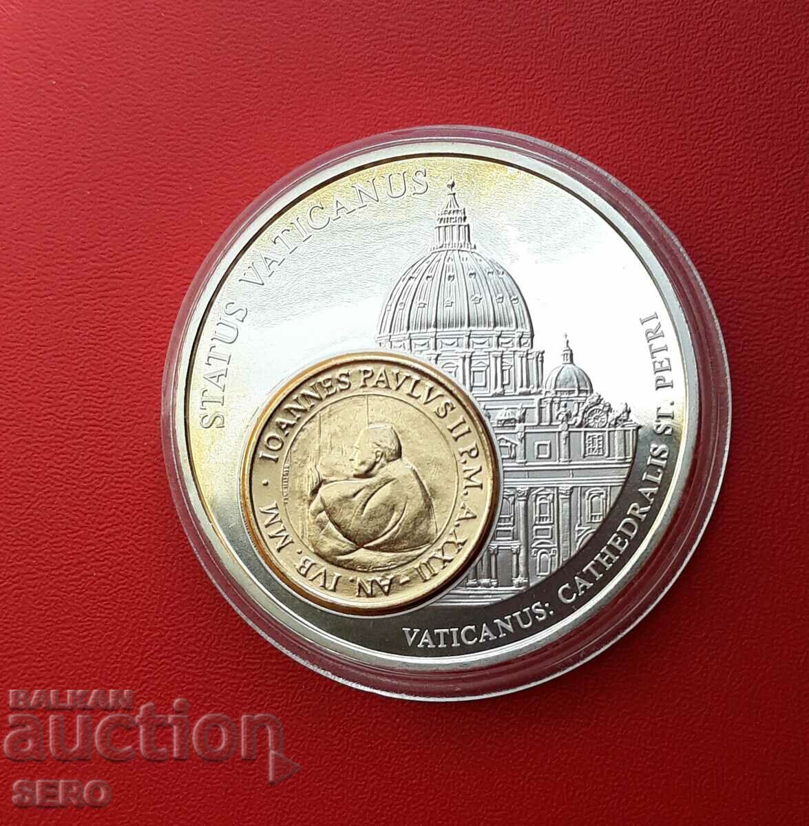 Vatican - foarte frumoasa medalie cu moneda 50 lire 2000