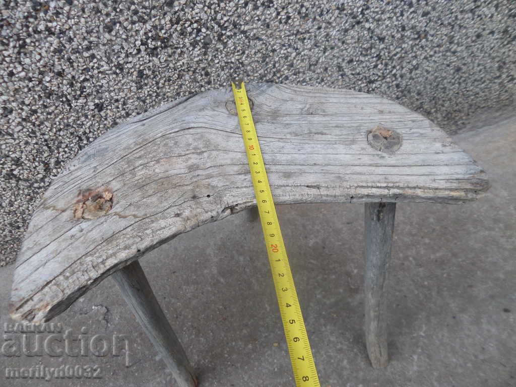 Old three-legged stool, chair, wooden, primitive - 5 Old three-legged stool, chair, wooden, primitive - 5