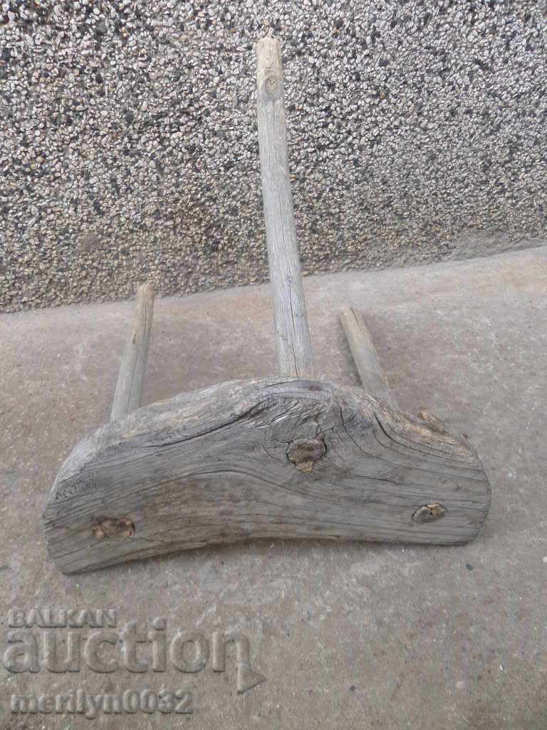 Old three-legged stool, chair, wooden, primitive - 6 Old three-legged stool, chair, wooden, primitive - 6