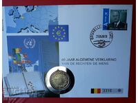 Belgia-2 euro 2008 și post. marca în kr. un plic