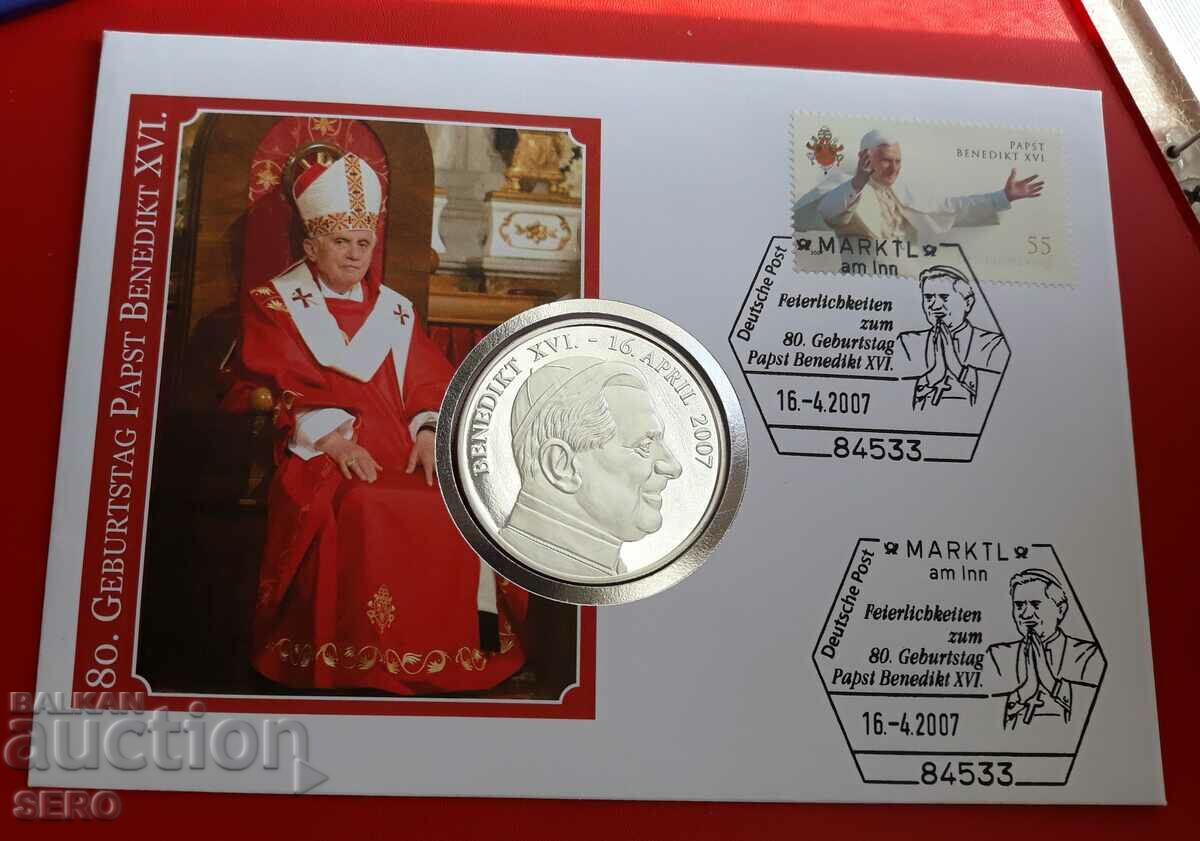 Vatican-medal 2007-Pope Benedict XVI and post. mark in kr. an envelope