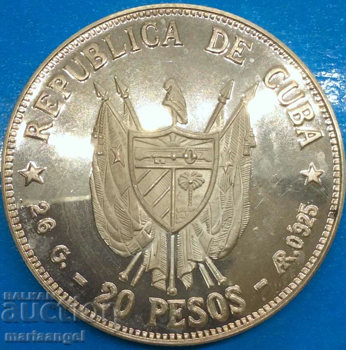 20 pesos 1977 Cuba Ignacio Agramentos 26.16g UNC PROOF silver