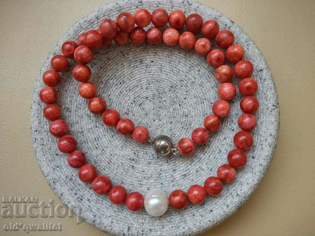 Natural Coral and Pearl Necklace/Necklace/Jewelry - 5 Natural Coral and Pearl Necklace/Necklace/Jewelry - 5