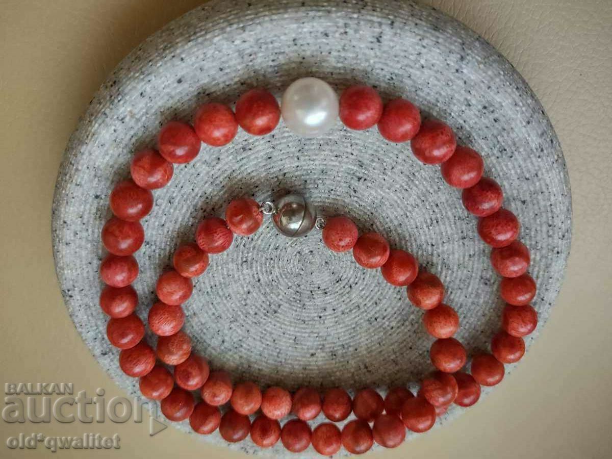 Natural Coral and Pearl Necklace/Necklace/Jewelry - 6 Natural Coral and Pearl Necklace/Necklace/Jewelry - 6