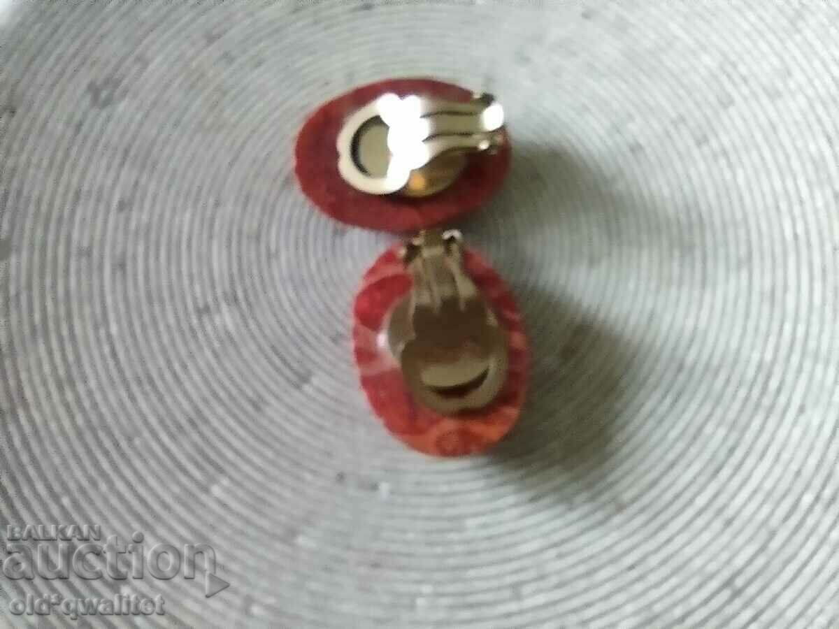 Licitație Cercei cu clips de coral, aprox. 2 cm/1 cm