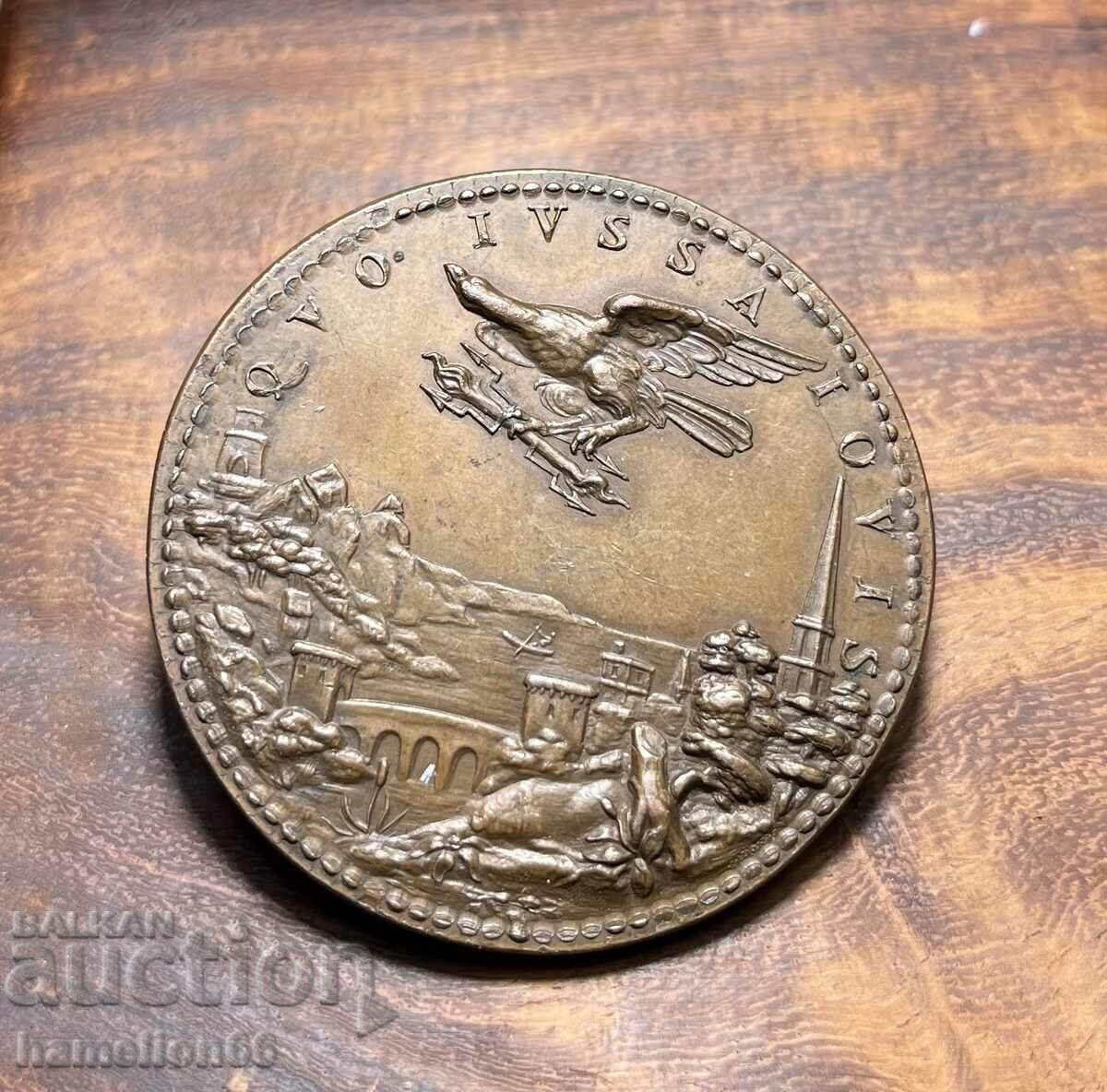 Licitație Veche medalie de cupru, placă.