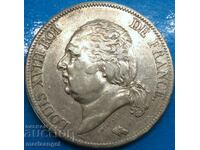 France 5 Francs 1822 A - Paris King Louis XVIII Silver