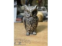 Old silver salt shaker, owl