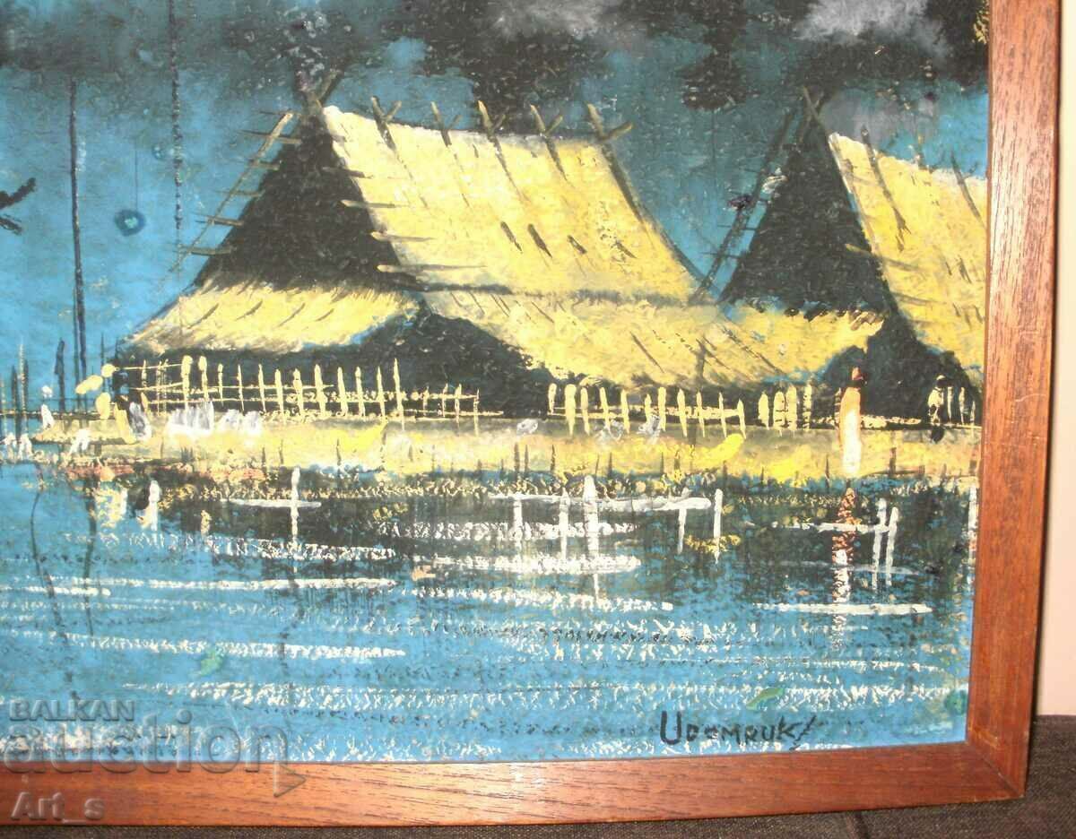 Auction A characteristic landscape from Thailand, signed and framed Auction A characteristic landscape from Thailand, signed and framed