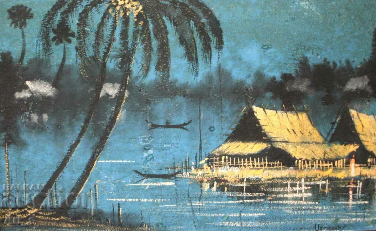 Delivery of A characteristic landscape from Thailand, signed and framed Delivery of A characteristic landscape from Thailand, signed and framed