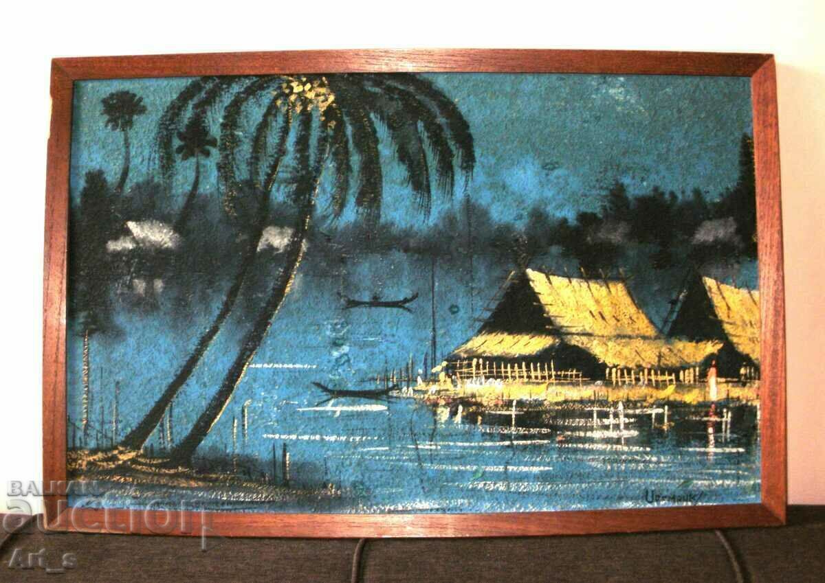 A characteristic landscape from Thailand, signed and framed A characteristic landscape from Thailand, signed and framed