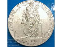 10 Lire 1937 Pontiful Vatican Pius XI Argint