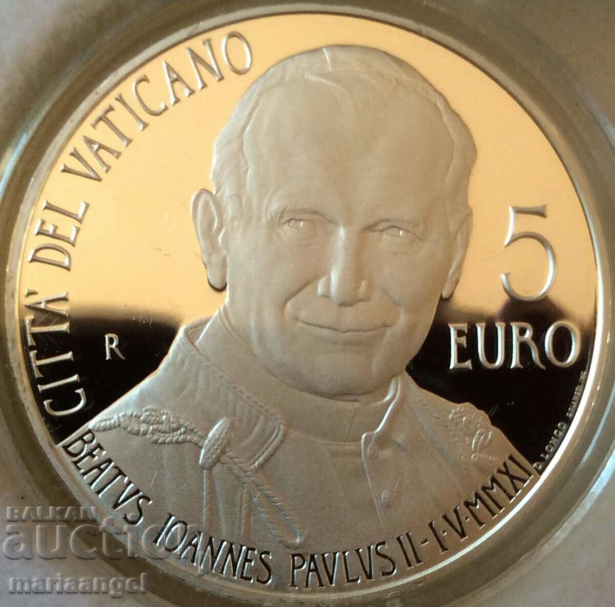 5 Euro 2011 Vatican Benedict XVI UNC PROOF cert capsule Ag