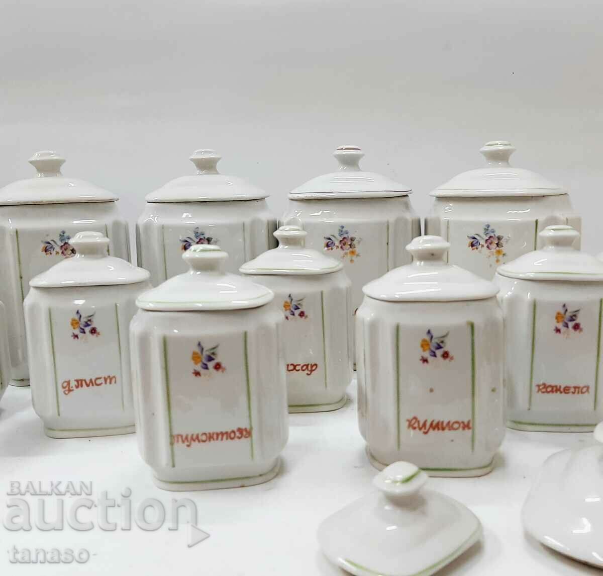 Old porcelain jars for spices and products - 11 pcs with price 150.00 BGN | € 76.69