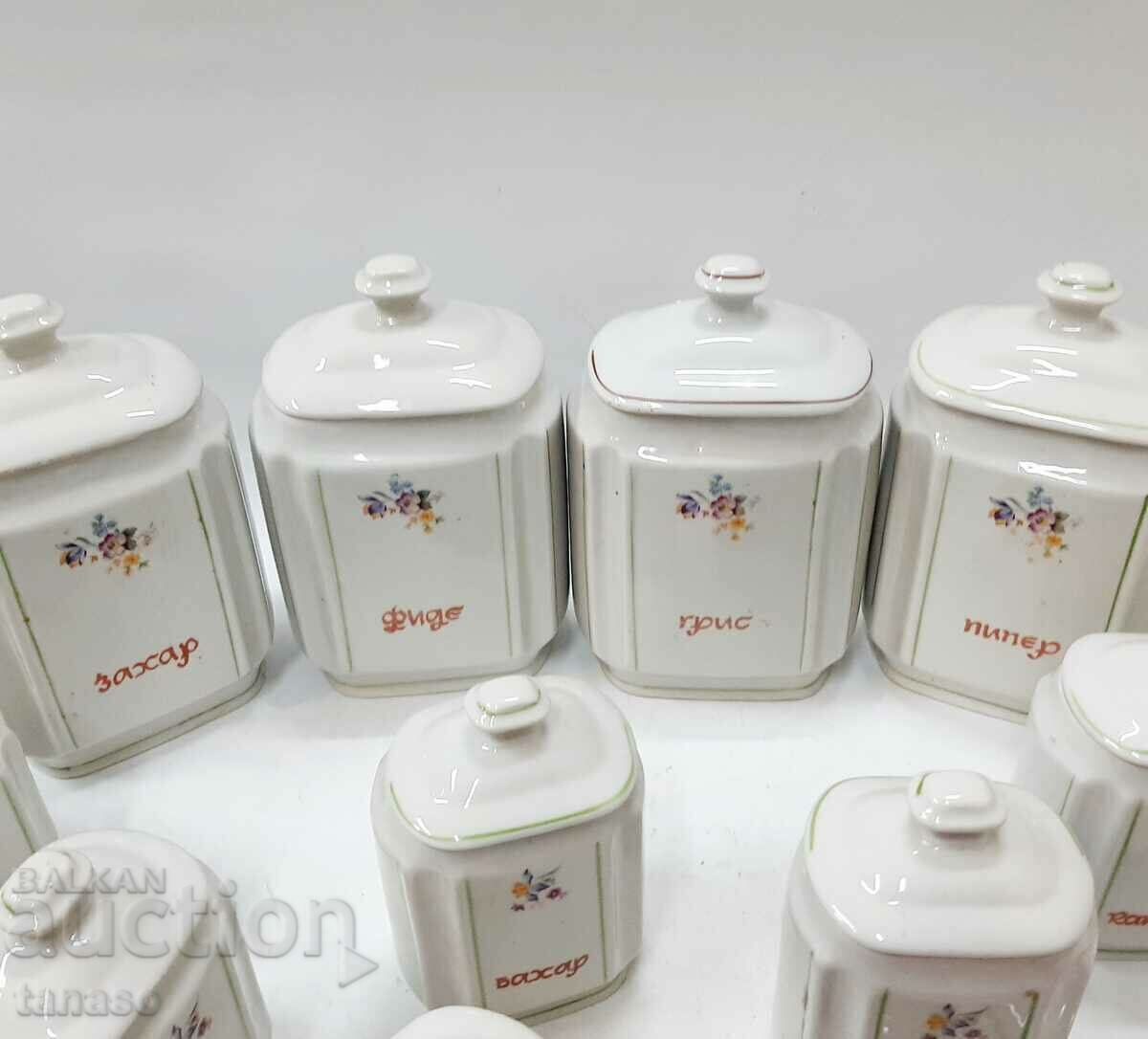 Auction  Old porcelain jars for spices and products - 11 pcs