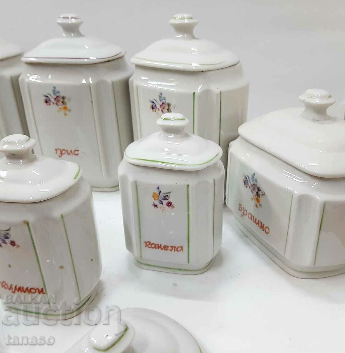 Delivery of Old porcelain jars for spices and products - 11 pcs