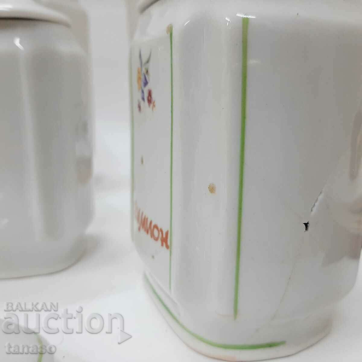 Old porcelain jars for spices and products - 11 pcs - 7