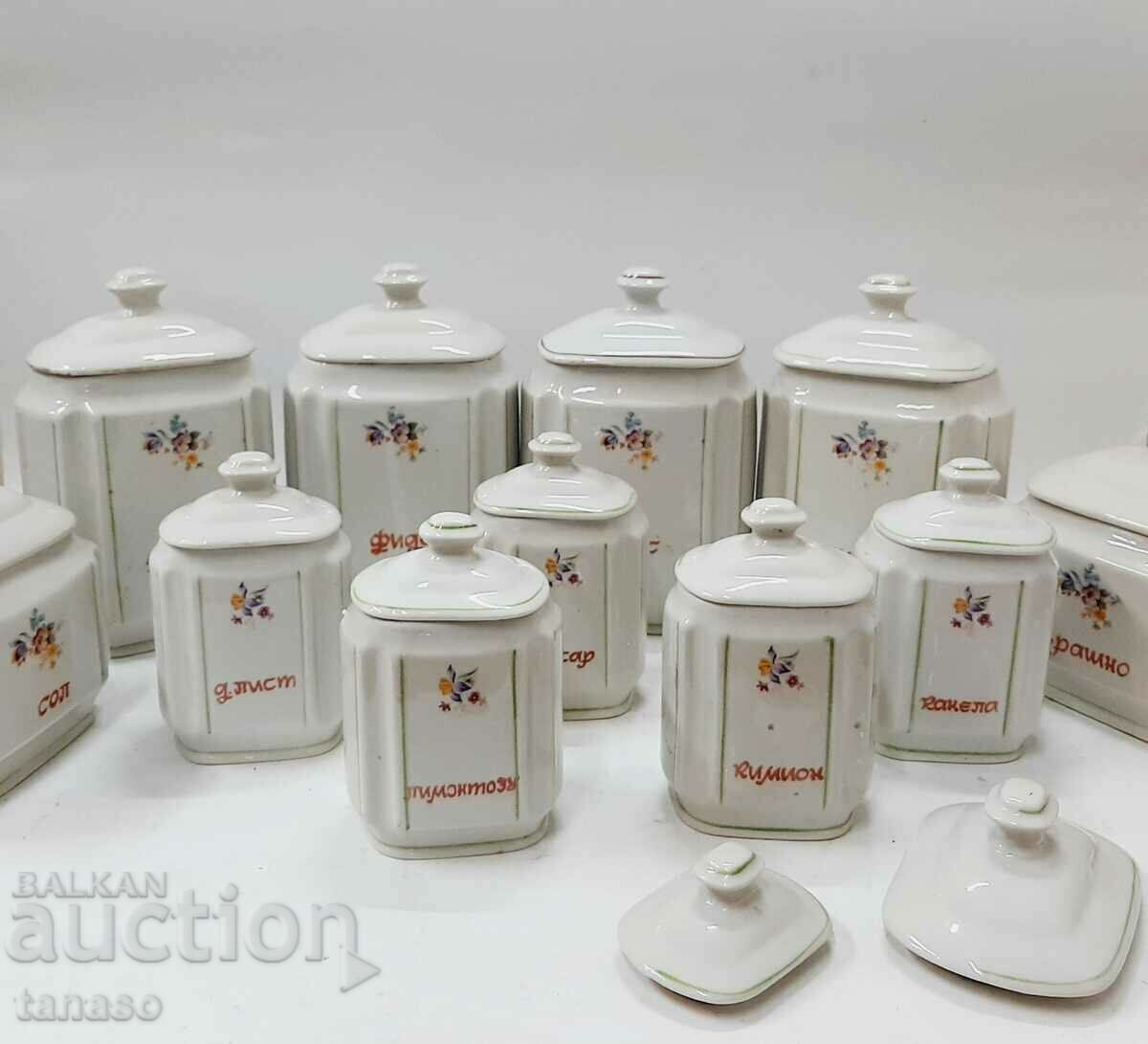 Old porcelain jars for spices and products (13.5)