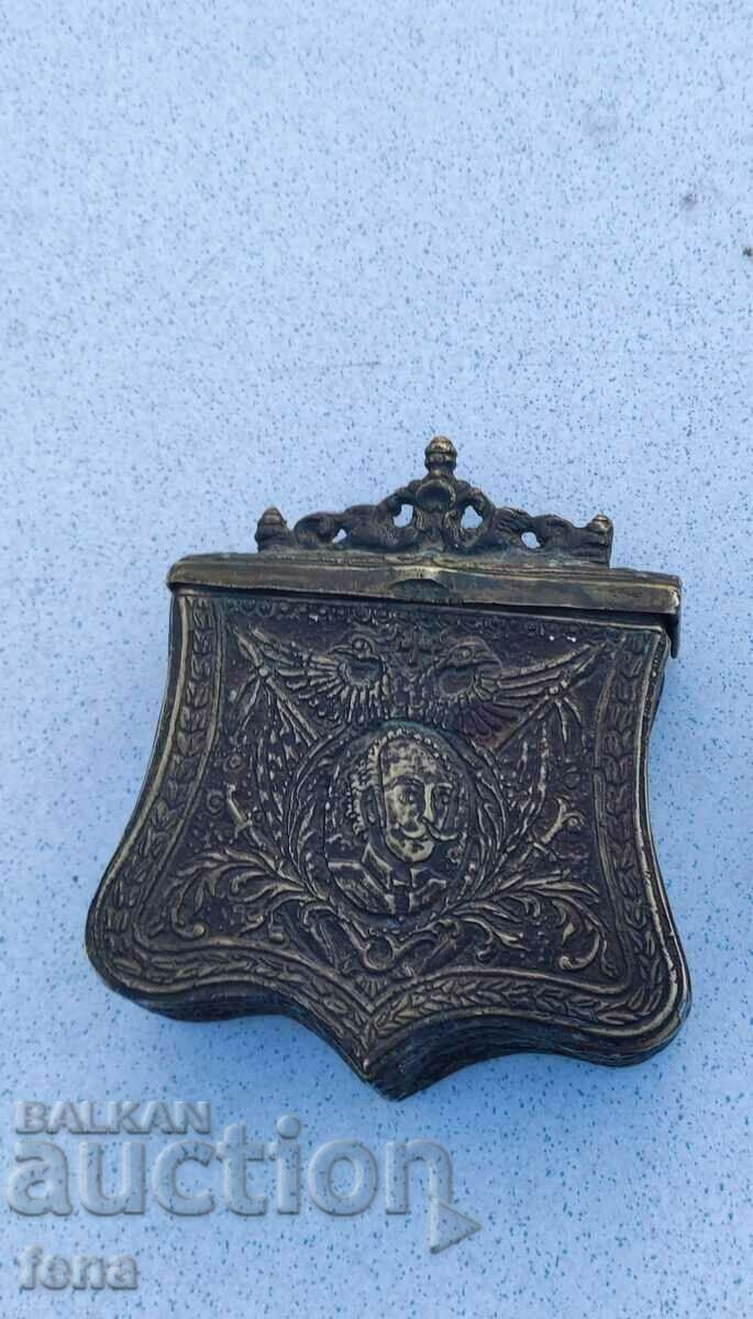 Old Bronze Powder Box Box for Evzi Palaska Fiseklak