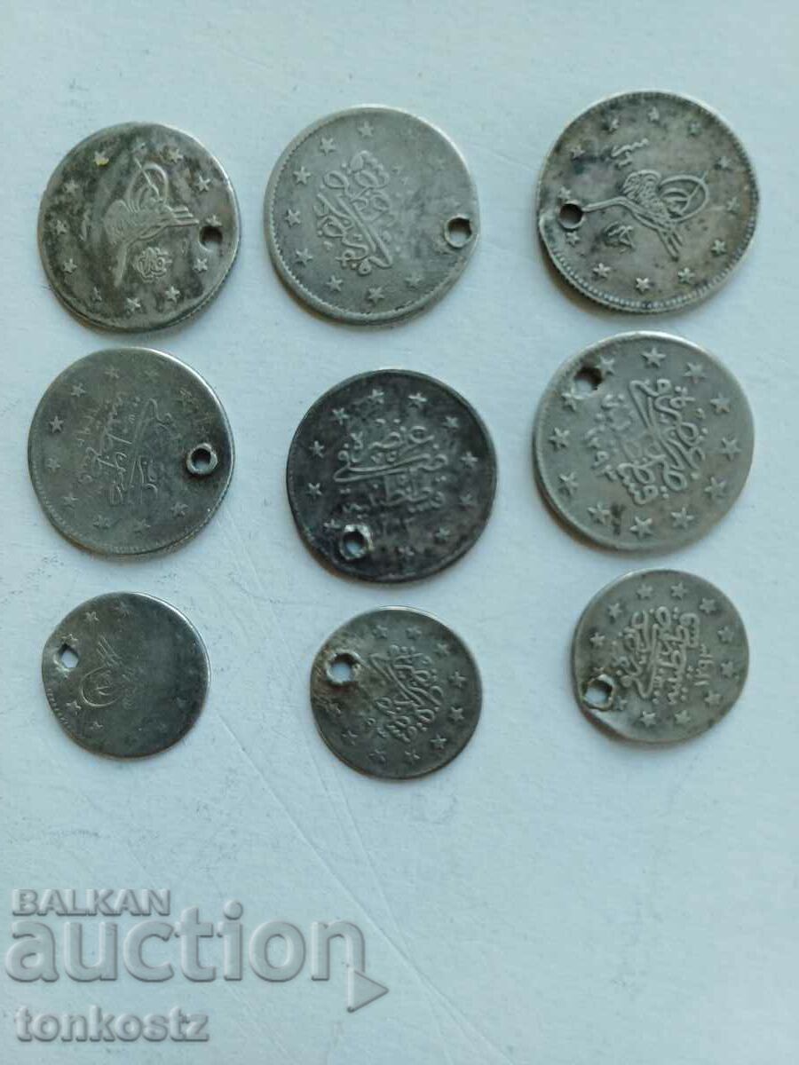 9 pcs. Turkey silver coins