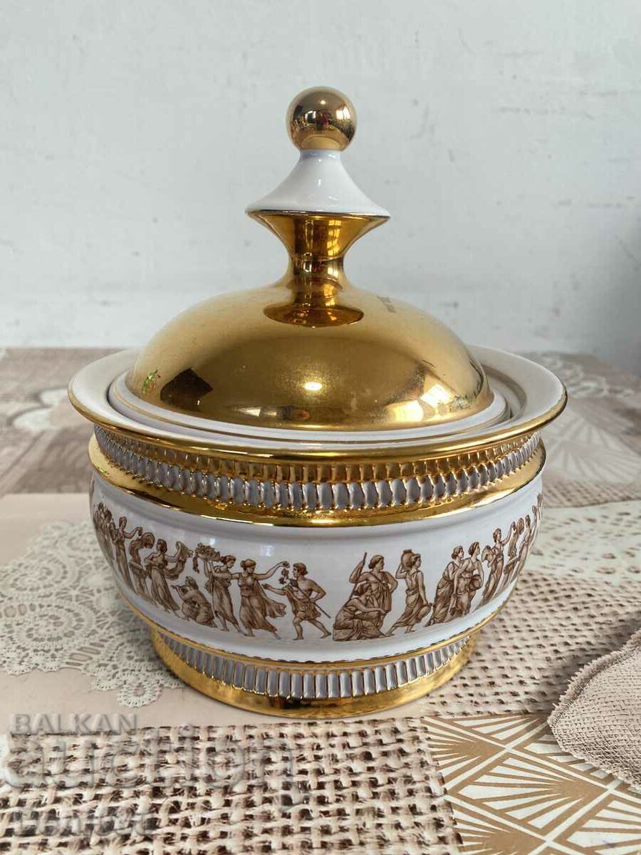 Italian candy bowl with Roman/Greek decoration with markings