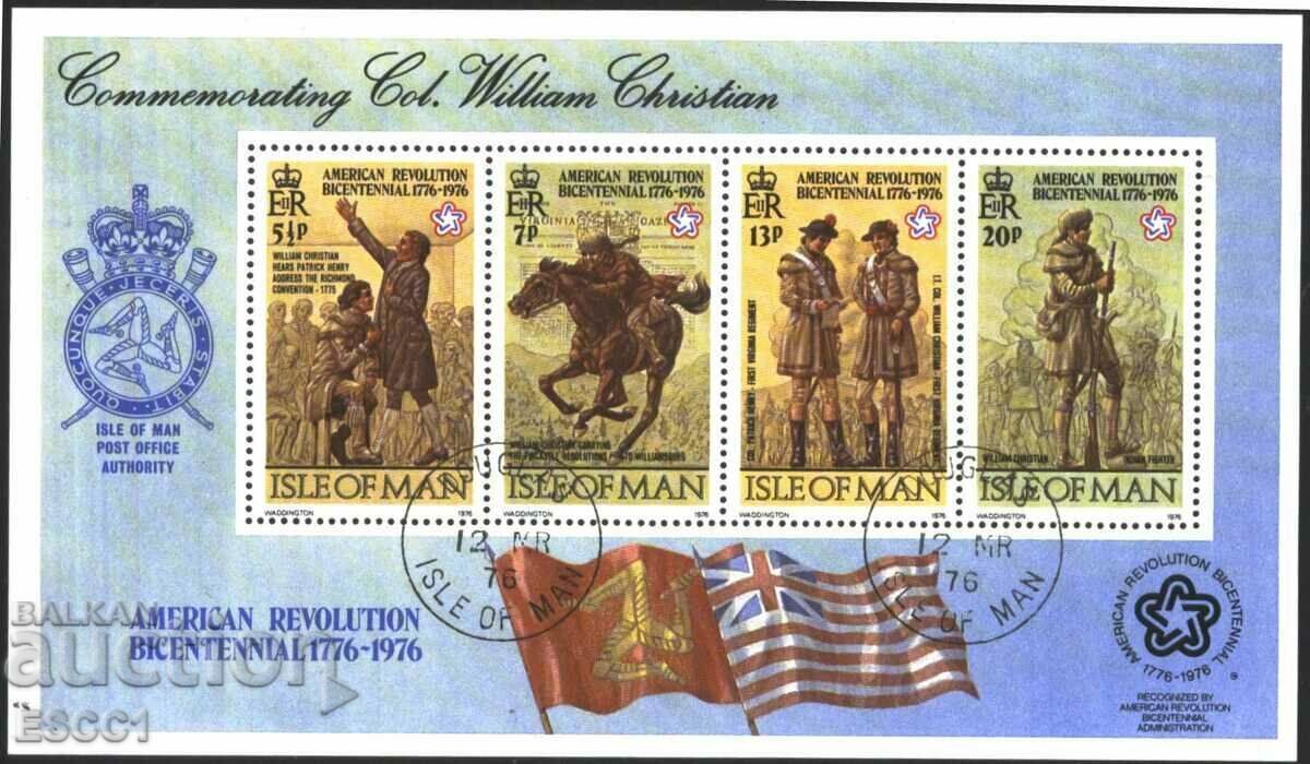 Stamped Block 200 Year American Revolution 1976 Isle of Man