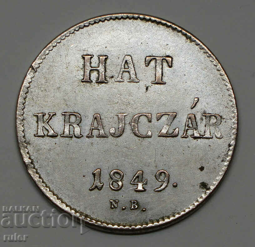 Kingdom of Hungary. 1846 6 cruisers Silver 2.21g.