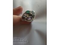 Silver ring with unique stones