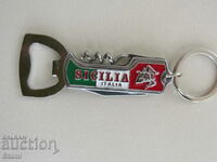 Metal folding knife-keyring 3 in 1 from Sicily, Italy