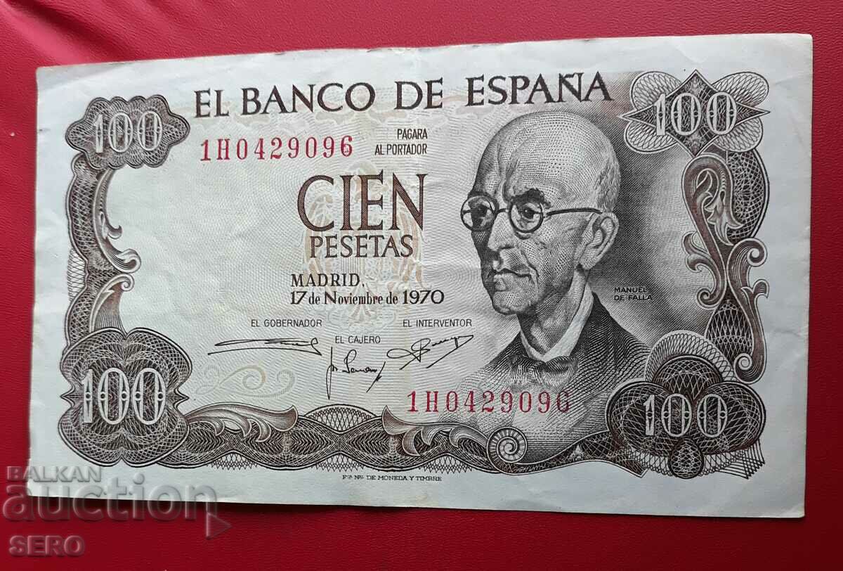 Bancnota-Spania-100 pesetas 1970