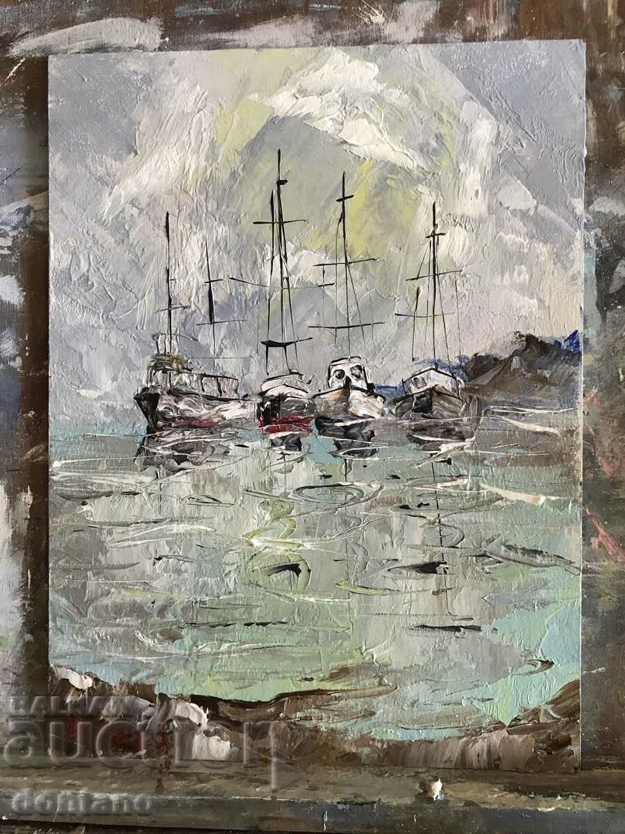 Anton Yordanov-Oil painting - Seascape - Boats 24/18