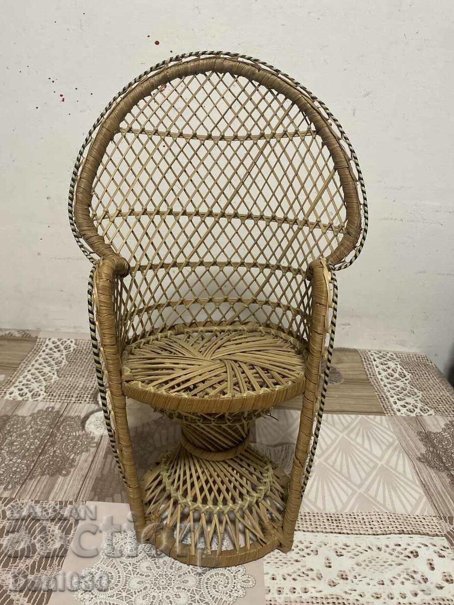 Vintage Wicker Chair Rattan Pot Stand