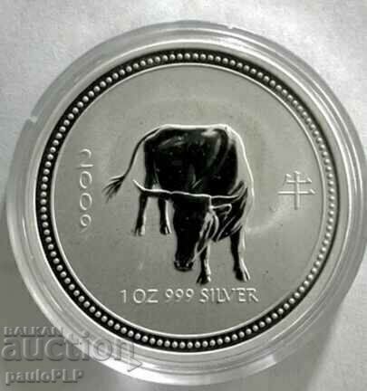 1 oz SILVER 2009 - ΣΕΛΗΝΙΚΗ ΑΥΣΤΡΑΛΙΑ - ΣΕΙΡΑ 1 BULL -UNC 1 oz SILVER 2009 - ΣΕΛΗΝΙΚΗ ΑΥΣΤΡΑΛΙΑ - ΣΕΙΡΑ 1 BULL -UNC