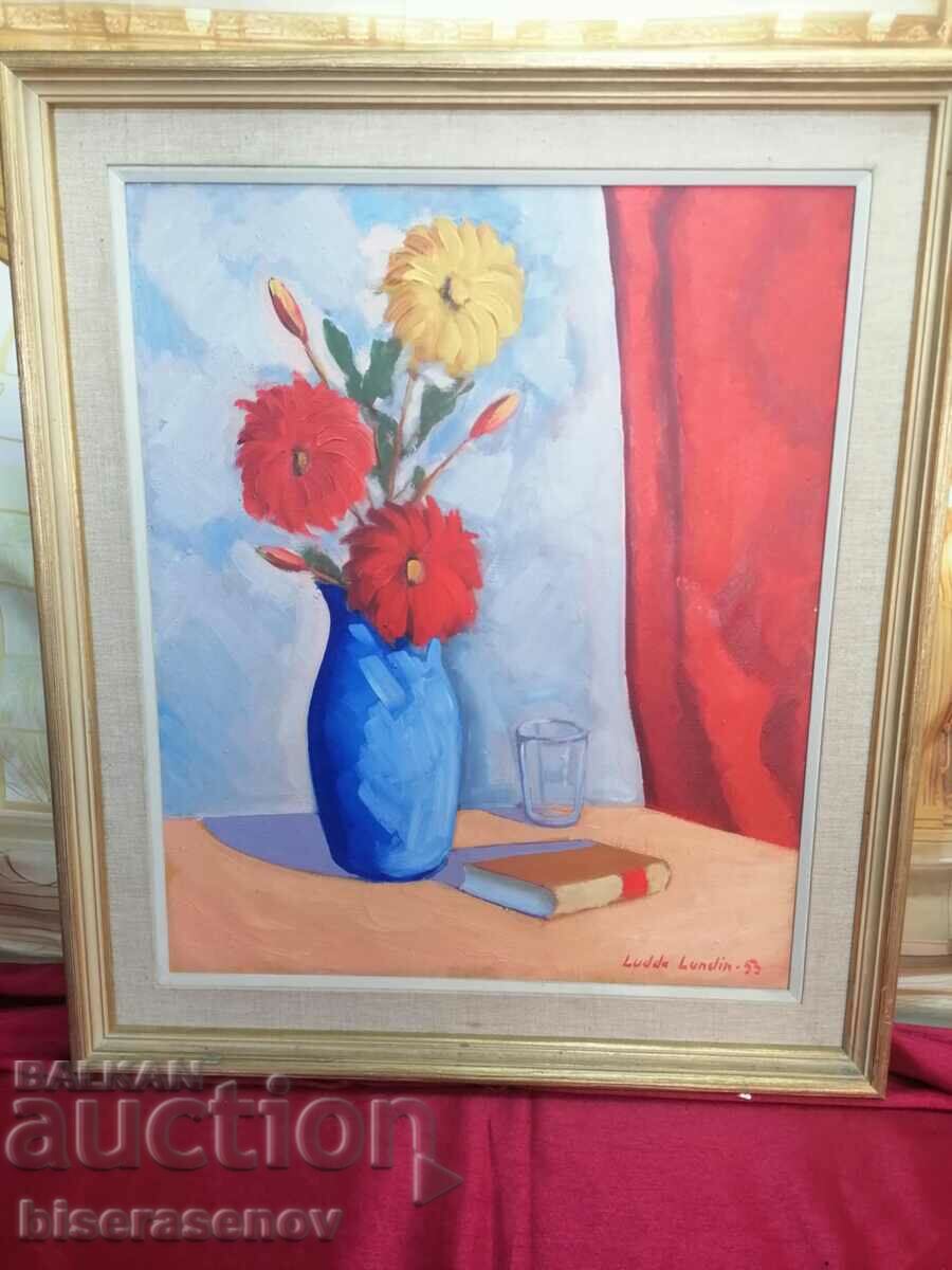 Original painting oil on canvas with passepartout