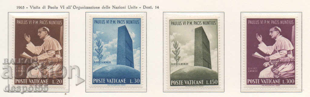 1965. Vaticanul. Vizita Papei Paul al VI-lea la Organizația Națiunilor Unite.