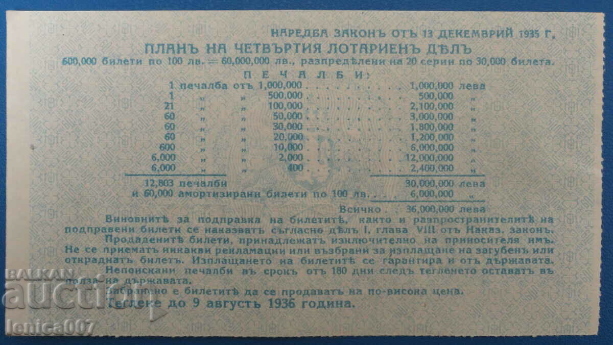 Delivery of Bulgaria 1936 - Lottery ticket Delivery of Bulgaria 1936 - Lottery ticket