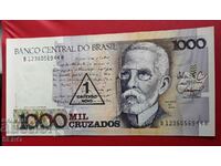 Bancnotă-Brazilia-1 cruzeiro nou pe o bancnotă de 1000 kr.